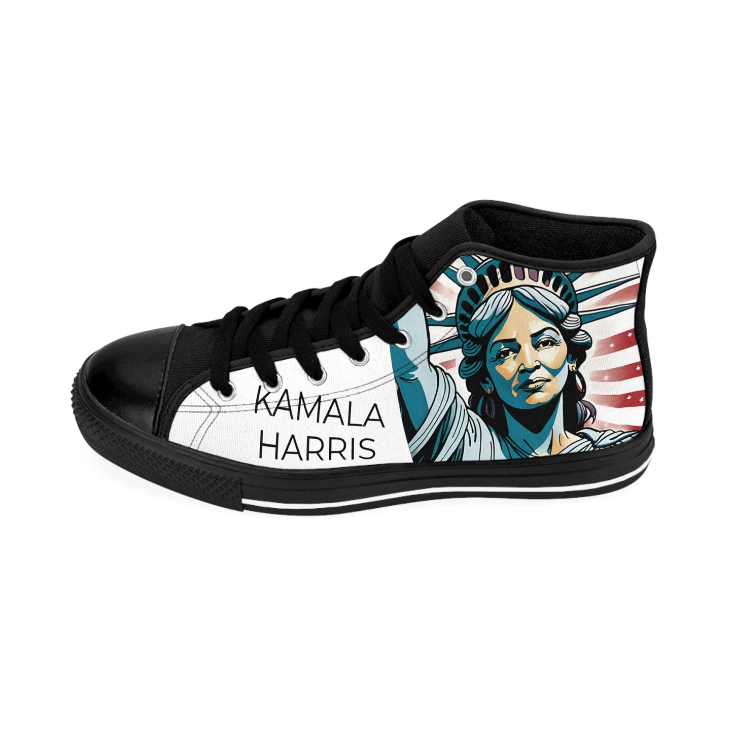 "The Face of LIBERTY" Men's Classic Sneakers by VALPYRA SKULLSTYR (white)