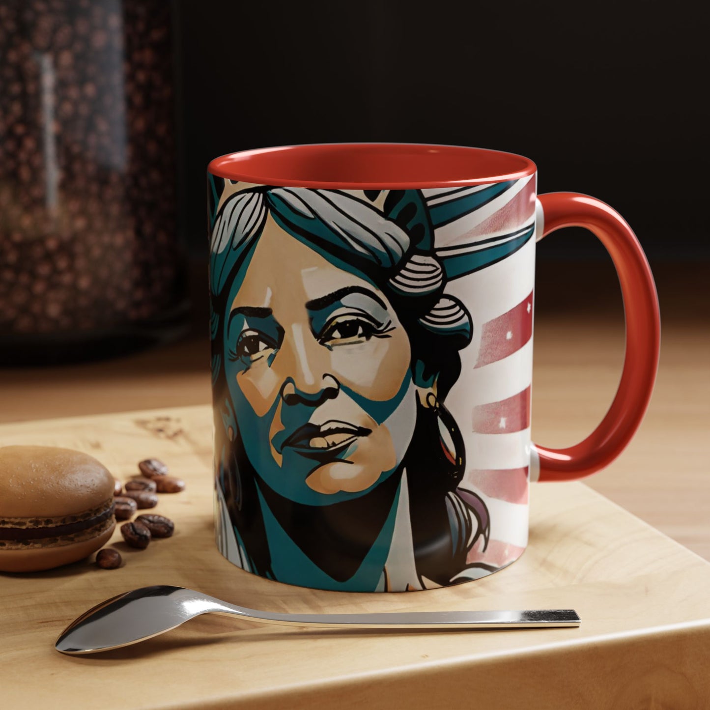 "The Face of LIBERTY "  Kamala Harris  Accent Coffee Mug (11oz) By VALPYRA SKULLSTYR