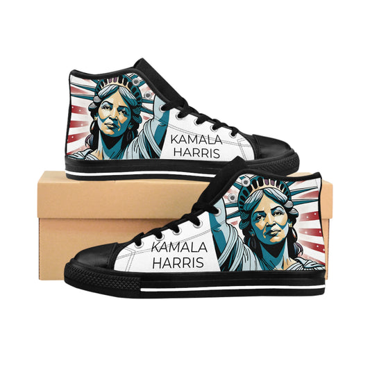 "The Face of LIBERTY" Men's Classic Sneakers by VALPYRA SKULLSTYR (white)