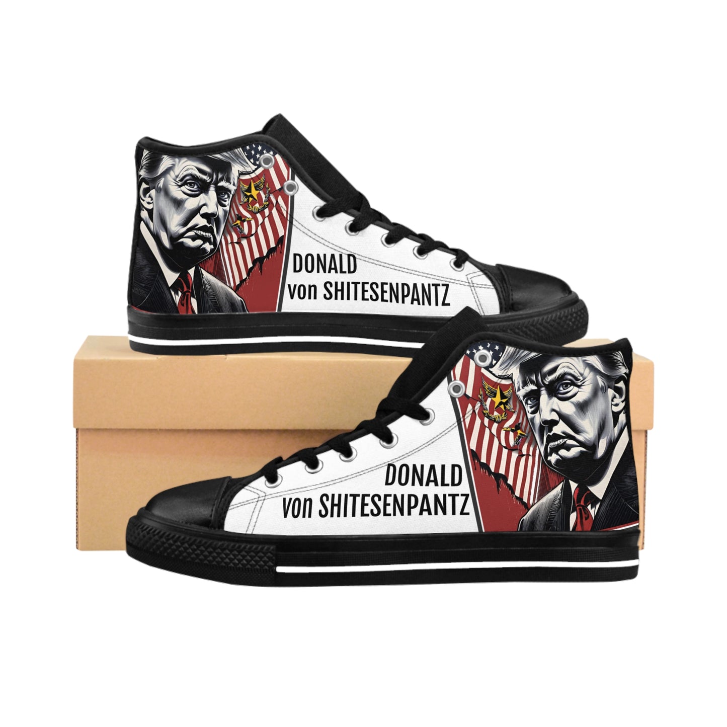 "DONALD von SHITESENPANTZ" Women's Classic Sneakers by VALPYRA SKULLSTYR (white)