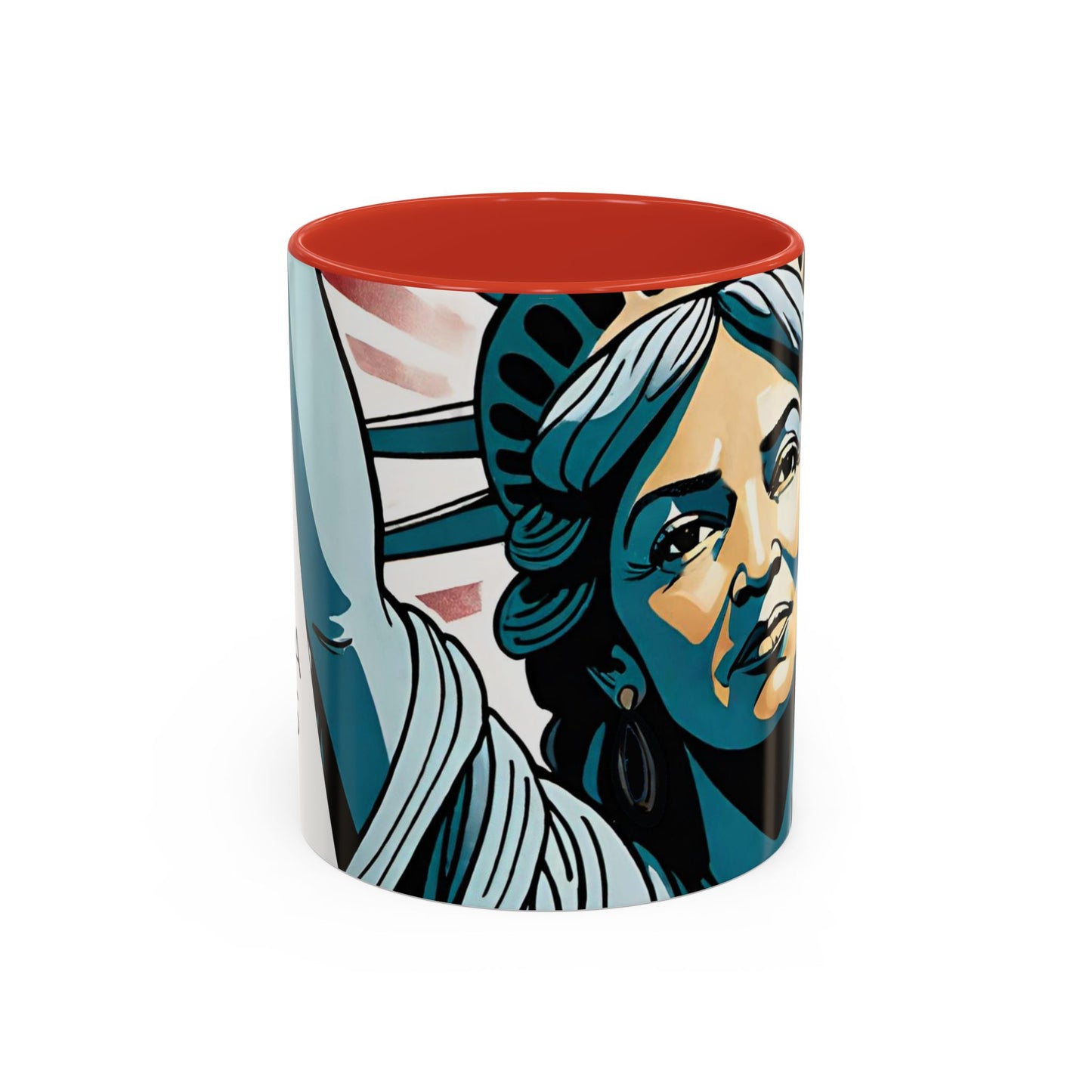 "The Face of LIBERTY "  Kamala Harris  Accent Coffee Mug (11oz) By VALPYRA SKULLSTYR