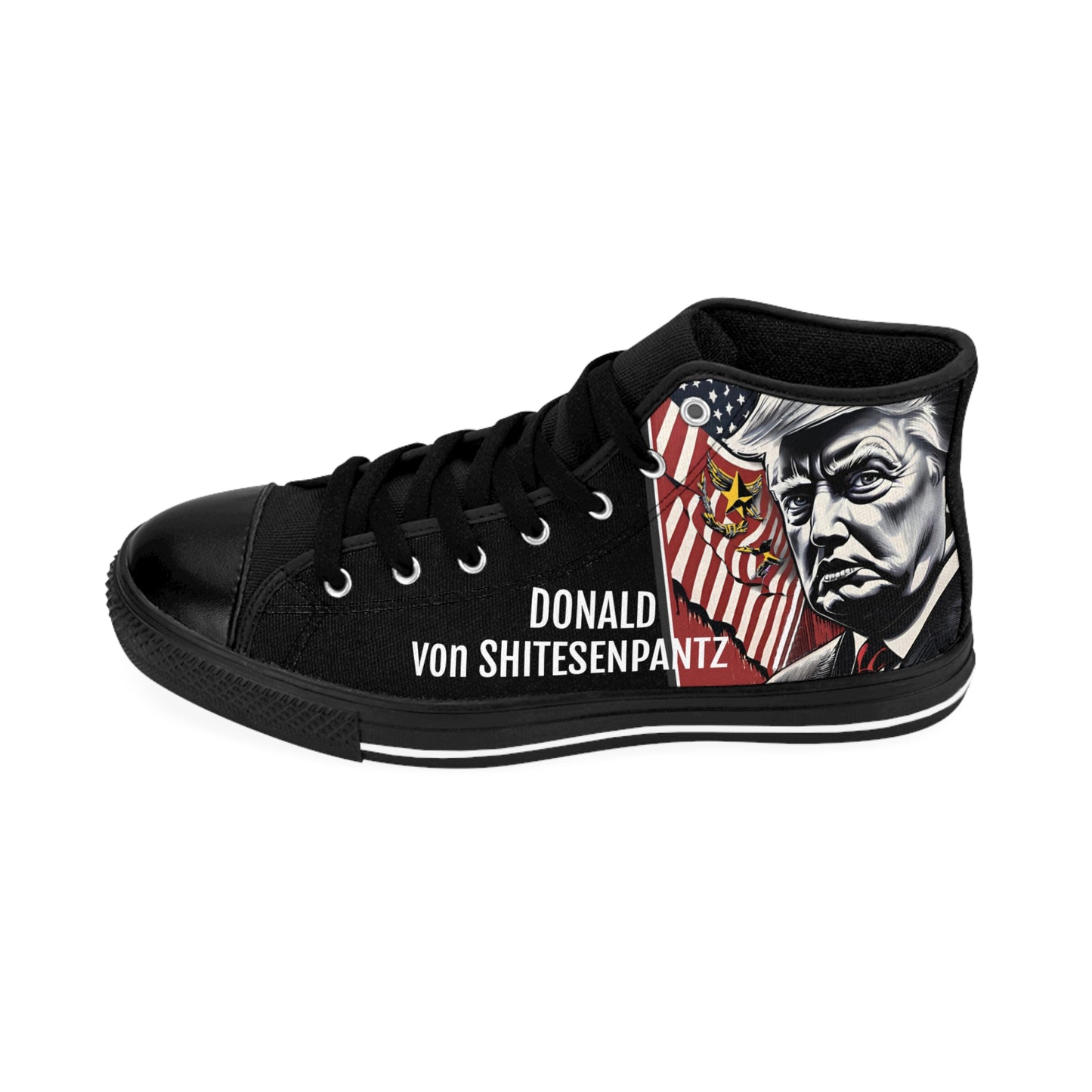 "DONALD von SHITESENPANTZ" Women's Classic Sneakers by VALPYRA SKULLSTYR (black)