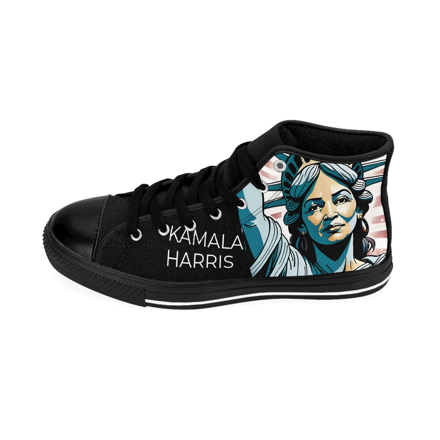 "The Face of LIBERTY KAMALA HARRIS" Men's Classic Sneakers By VALPYRA SKULLSTYR