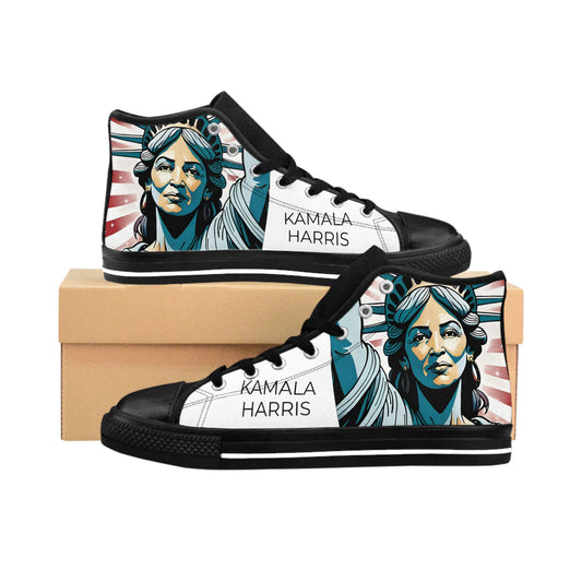 "The Face of LIBERTY KAMALA HARRIS" Women's Classic Sneakers By VALPYRA SKULLSTYR