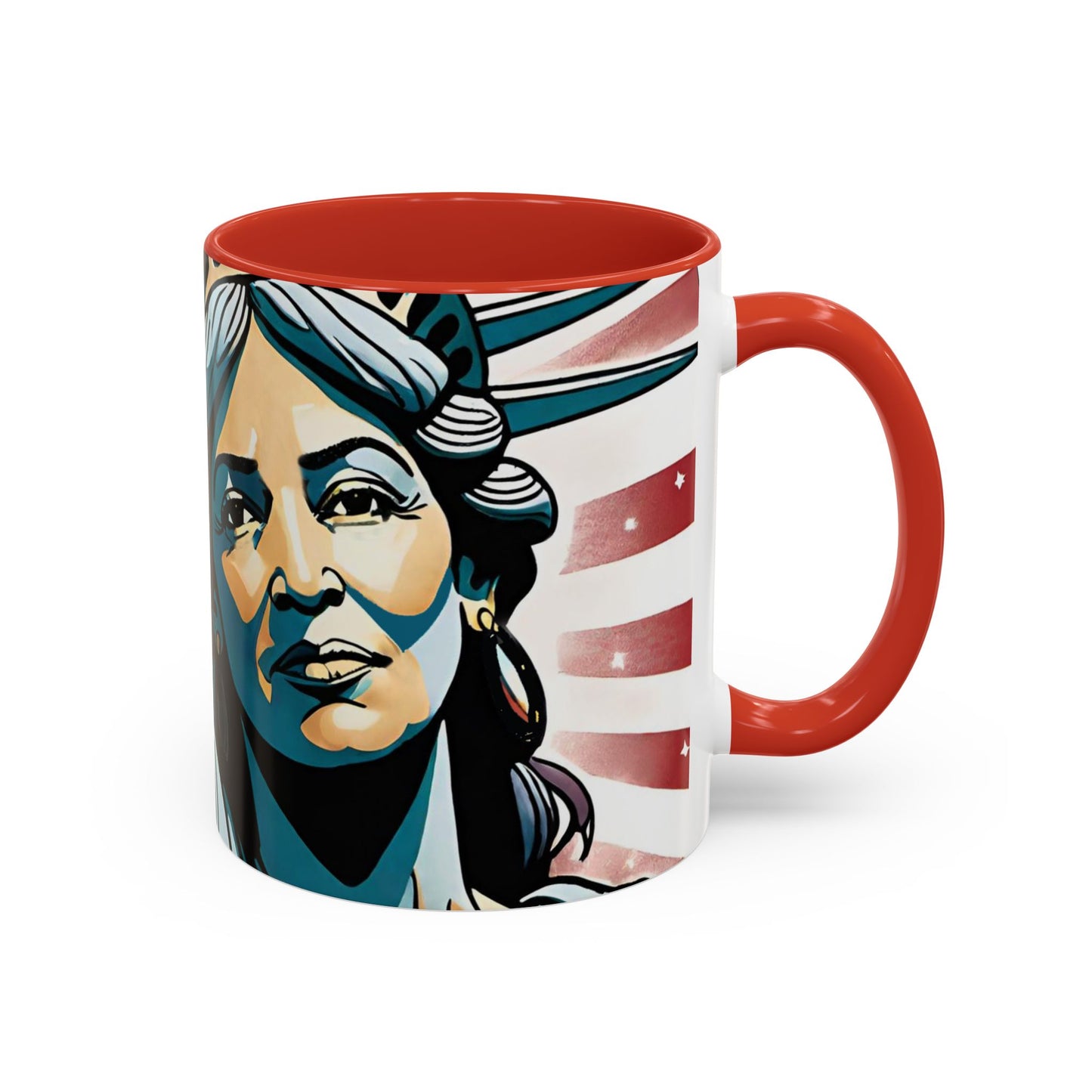 "The Face of LIBERTY "  Kamala Harris  Accent Coffee Mug (11oz) By VALPYRA SKULLSTYR