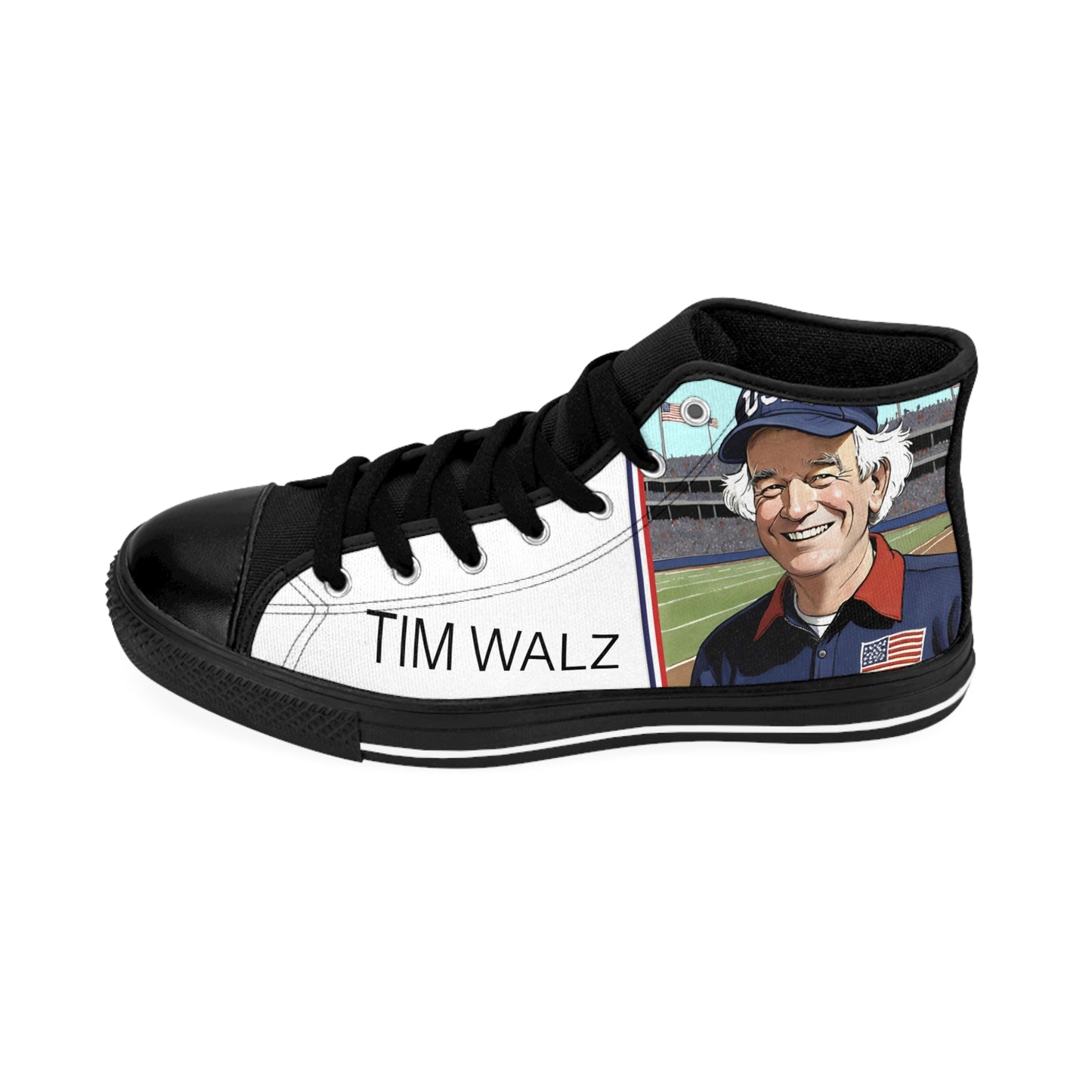 "America's Coach TIM WALZ Men's Classic Sneakers by VALPYRA SKULLSTYR  (white)