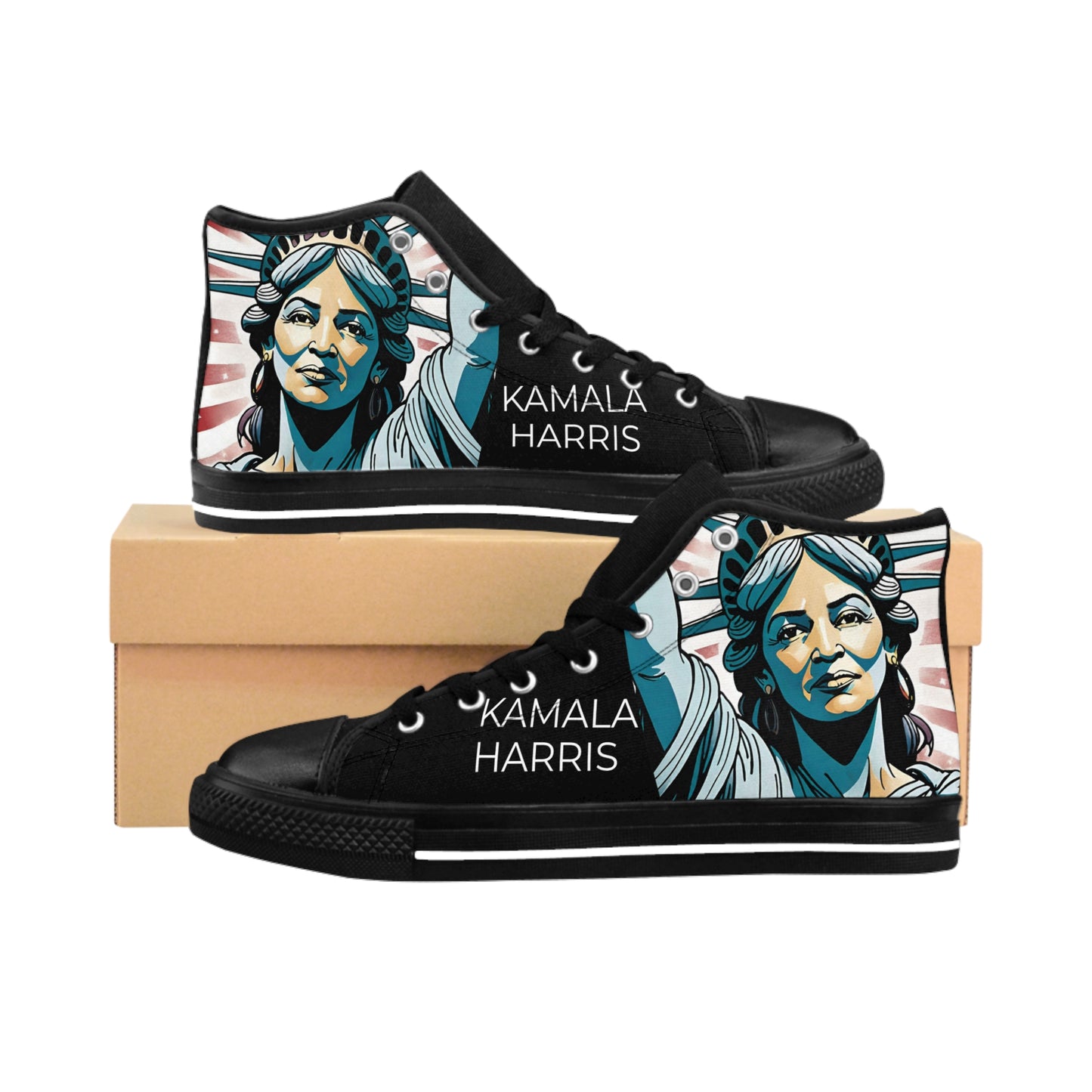 "The Face of LIBERTY KAMALA HARRIS" Men's Classic Sneakers By VALPYRA SKULLSTYR