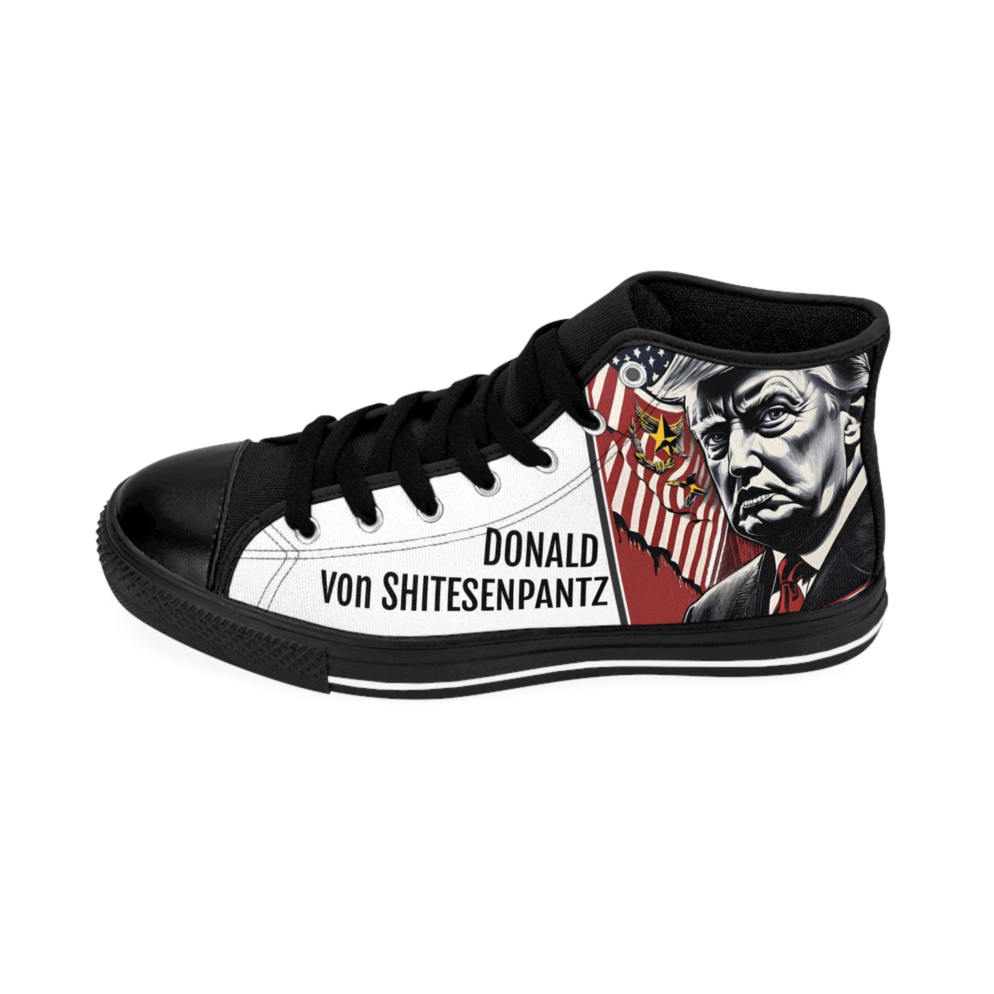 "DONALD von SHITESENPANTZ" Women's Classic Sneakers by VALPYRA SKULLSTYR (white)