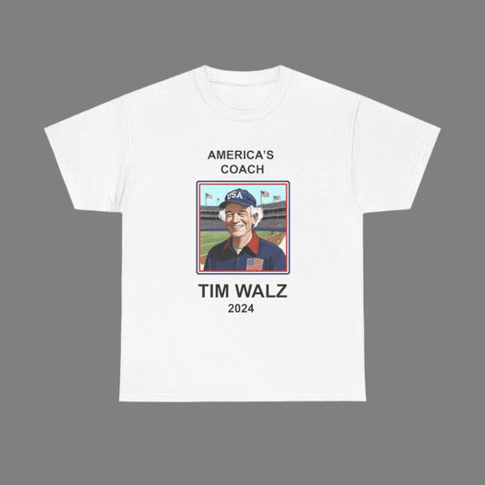 "America's Coach TIM WALZ" Unisex Heavy Cotton Tee by VALPYRA SKULLSTYR