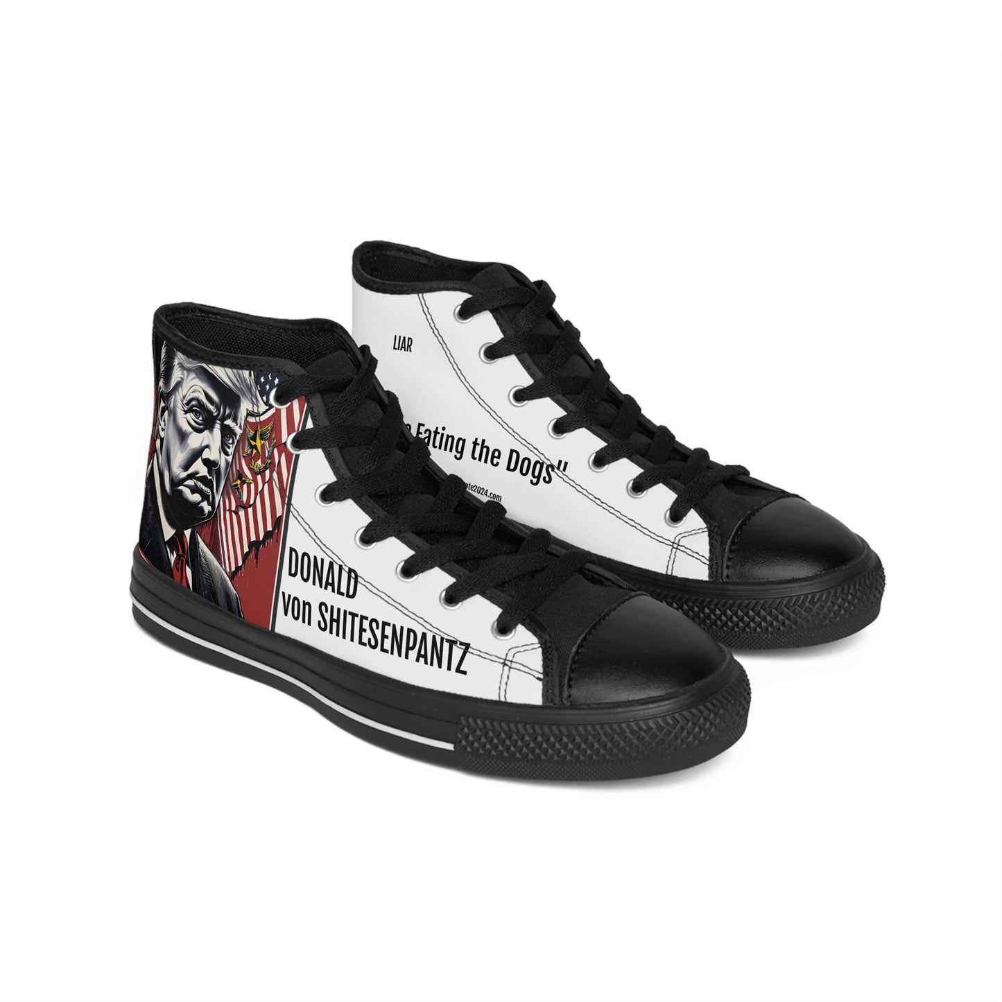 "DONALD von SHITESENPANTZ" Women's Classic Sneakers by VALPYRA SKULLSTYR (white)